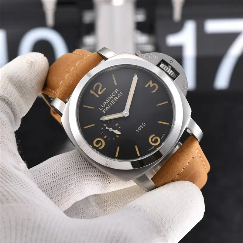 Panerai Luminor Black Dial Tan Leather - Hình 6