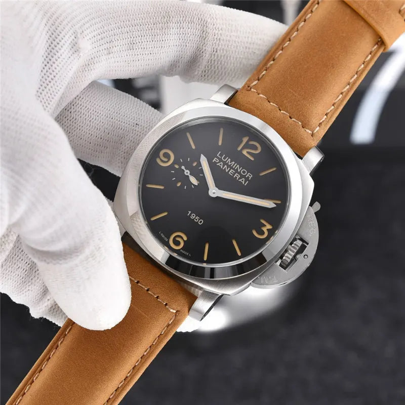 Panerai Luminor Black Dial Tan Leather - Hình 5