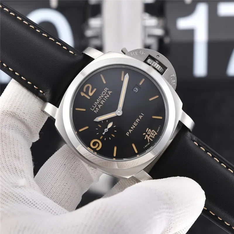 Panerai Black Dial Steel Watch - Hình 5