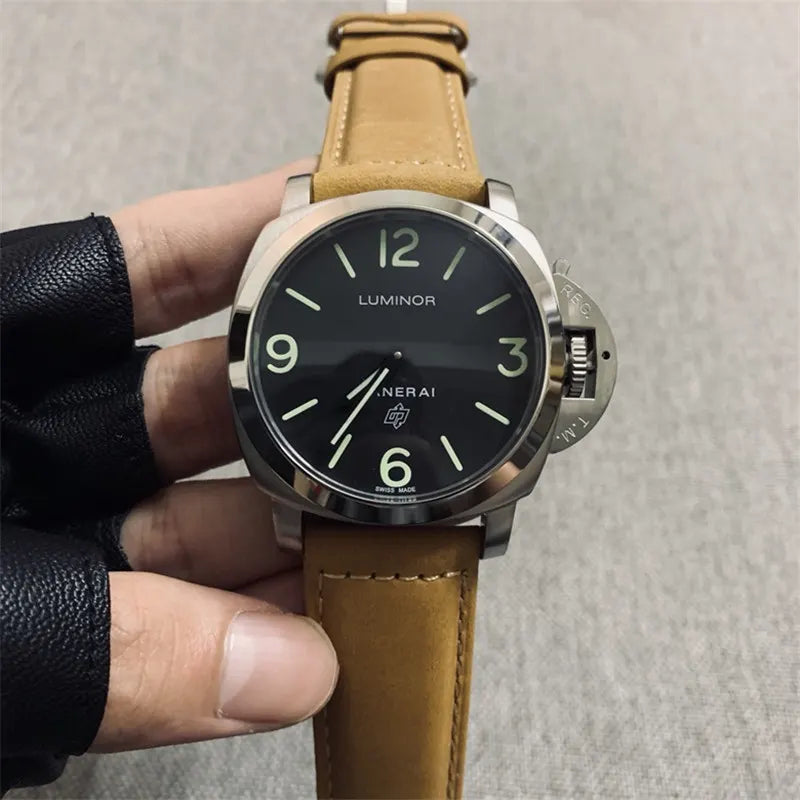 Panerai Luminor Black Dial Tan Strap