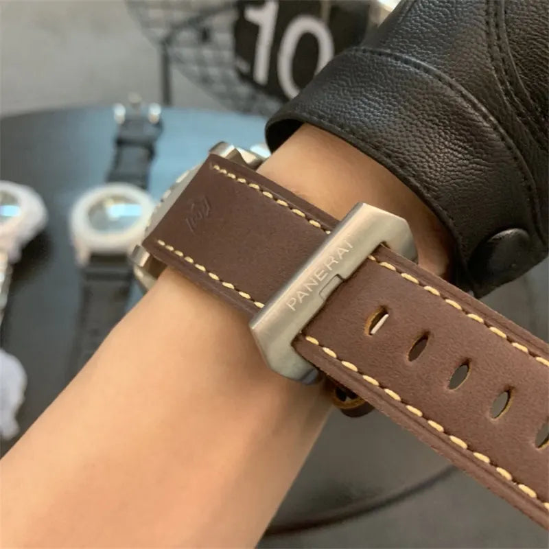 luminor brown Panerai Black Dial Leather - Hình 2