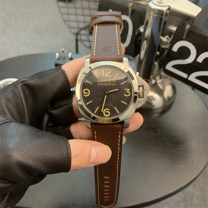 luminor brown Panerai Black Dial Leather - Hình 3