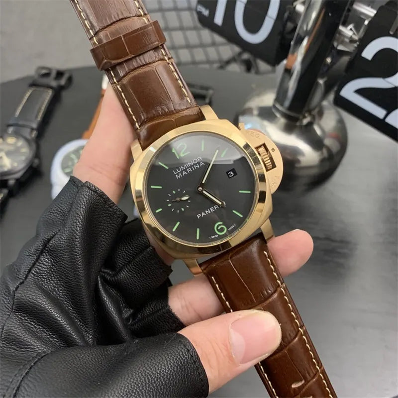 Panerai Gold Brown Leather - Hình 8