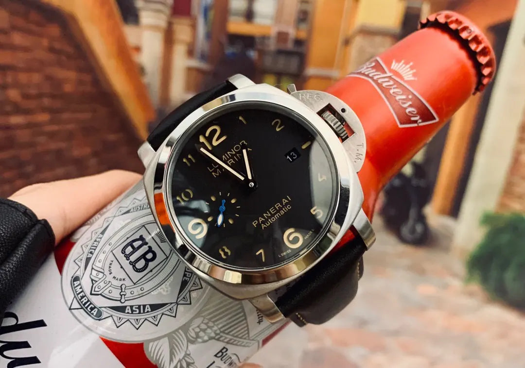luminor marina Panerai Black Dial Leather - Hình 4