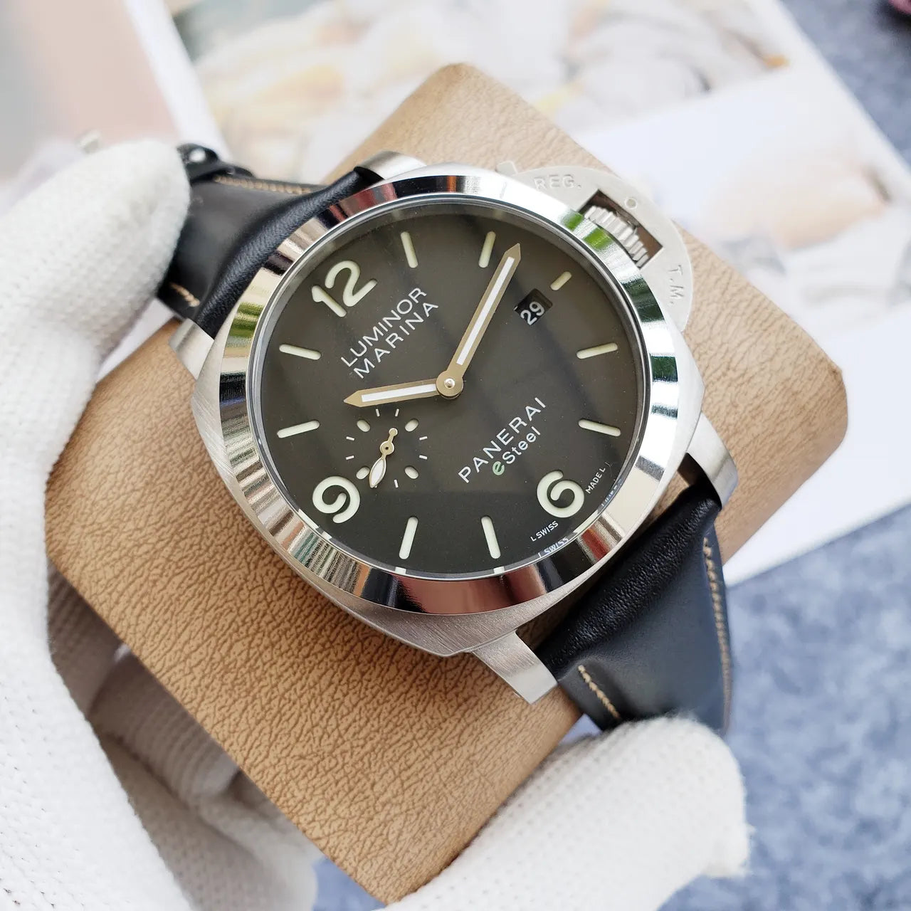 Panerai eSteel Black Leather - Hình 2