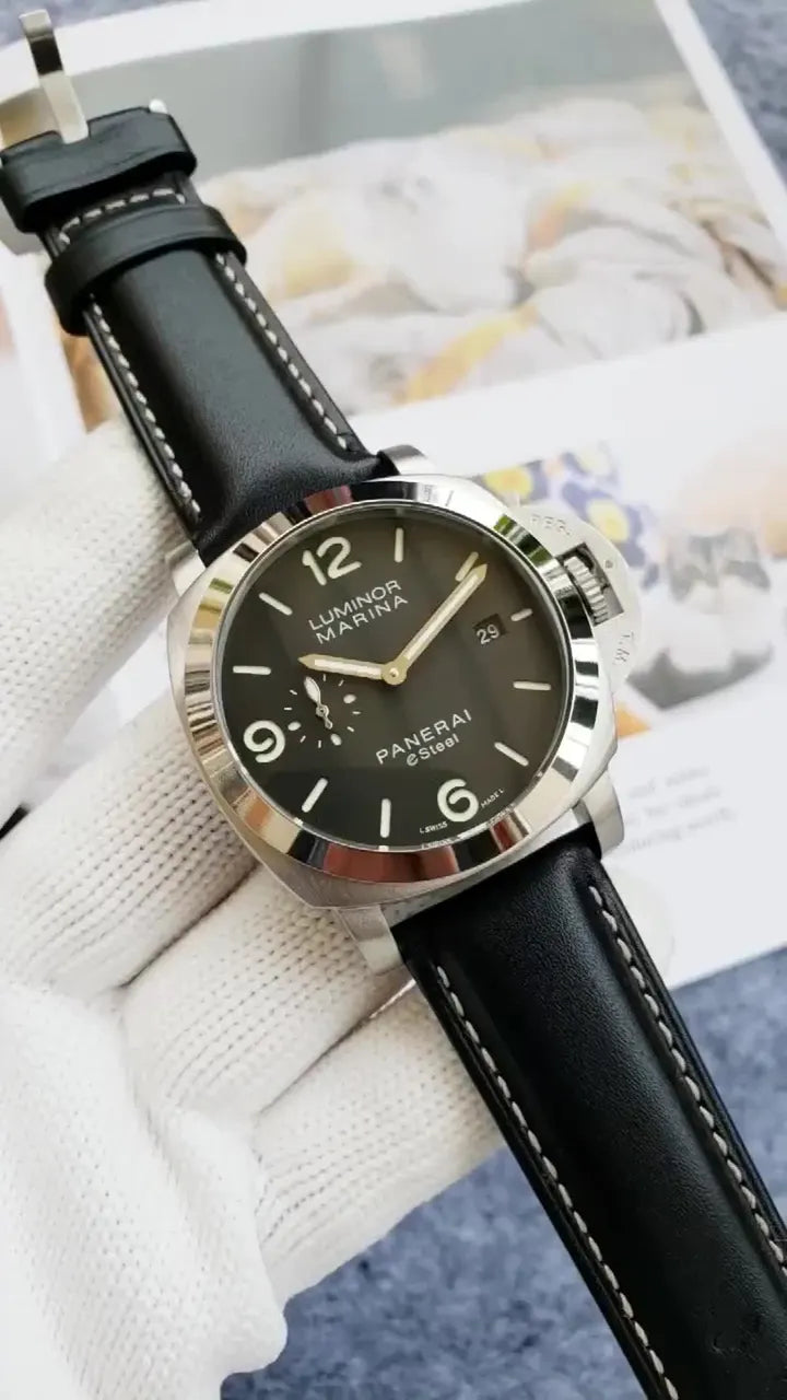 Panerai eSteel Black Leather