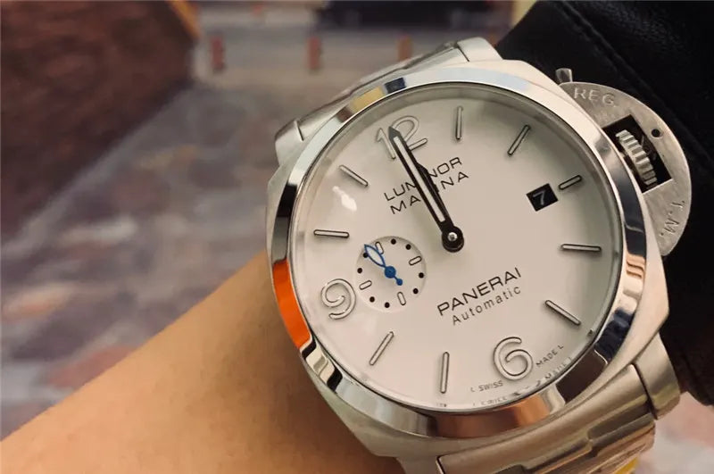 Panerai White Dial Steel Watch - Hình 4