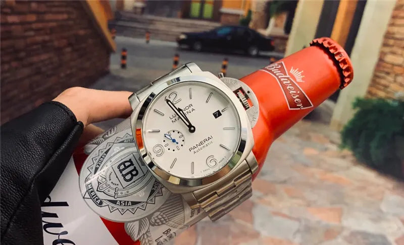 Panerai White Dial Steel Watch - Hình 3