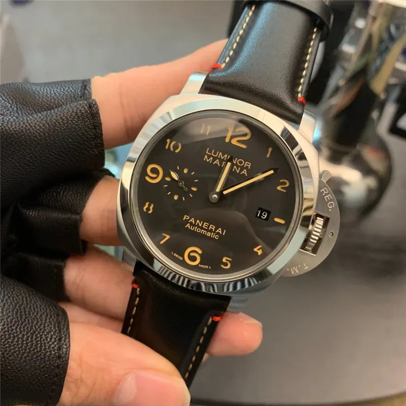 Panerai Black Dial Leather Strap - Hình 6