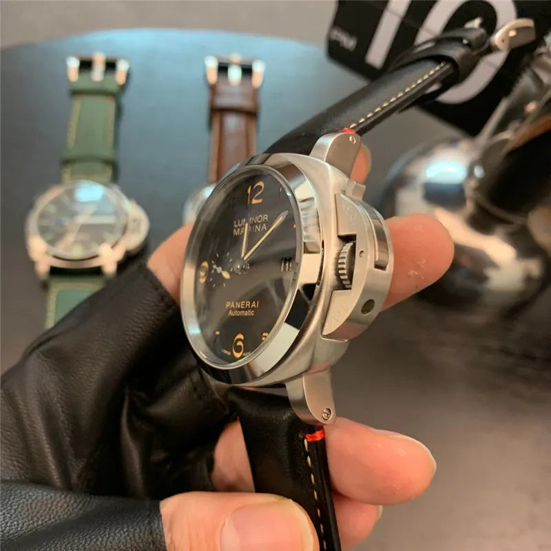 Panerai Black Dial Leather Strap - Hình 4