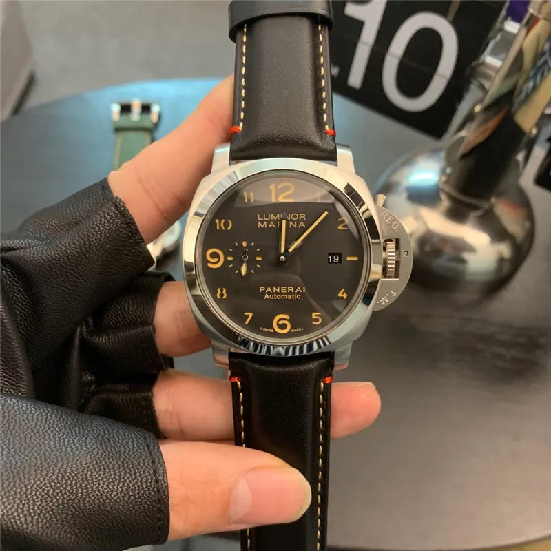 Panerai Black Leather Watch - Hình 7