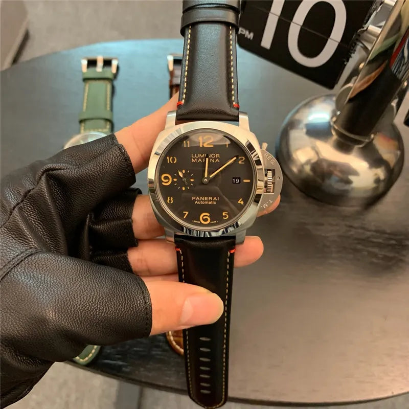 Panerai Black Dial Leather Strap - Hình 5
