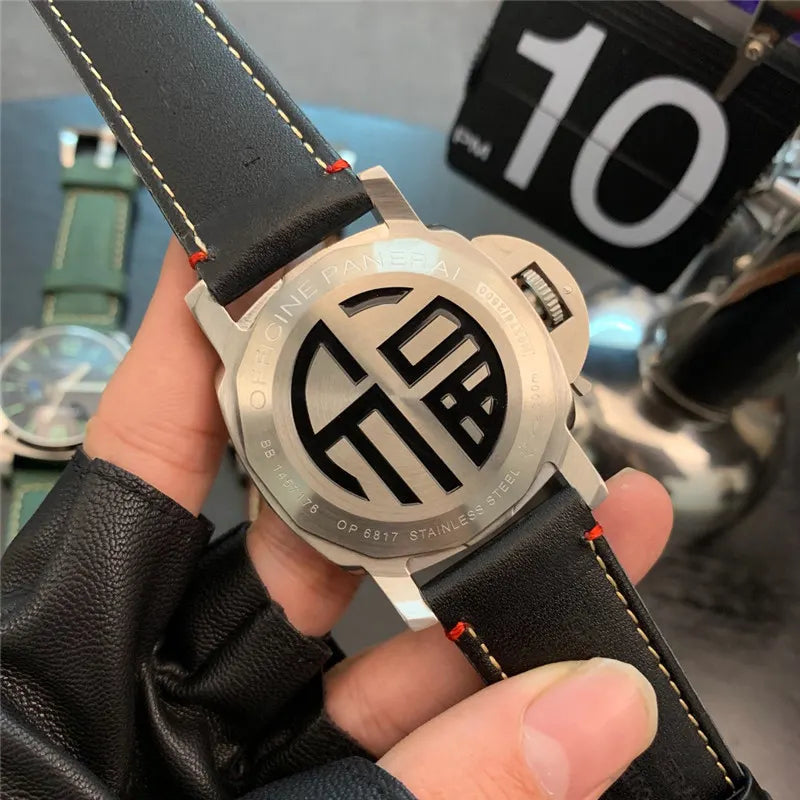 Panerai Black Leather Watch - Hình 2
