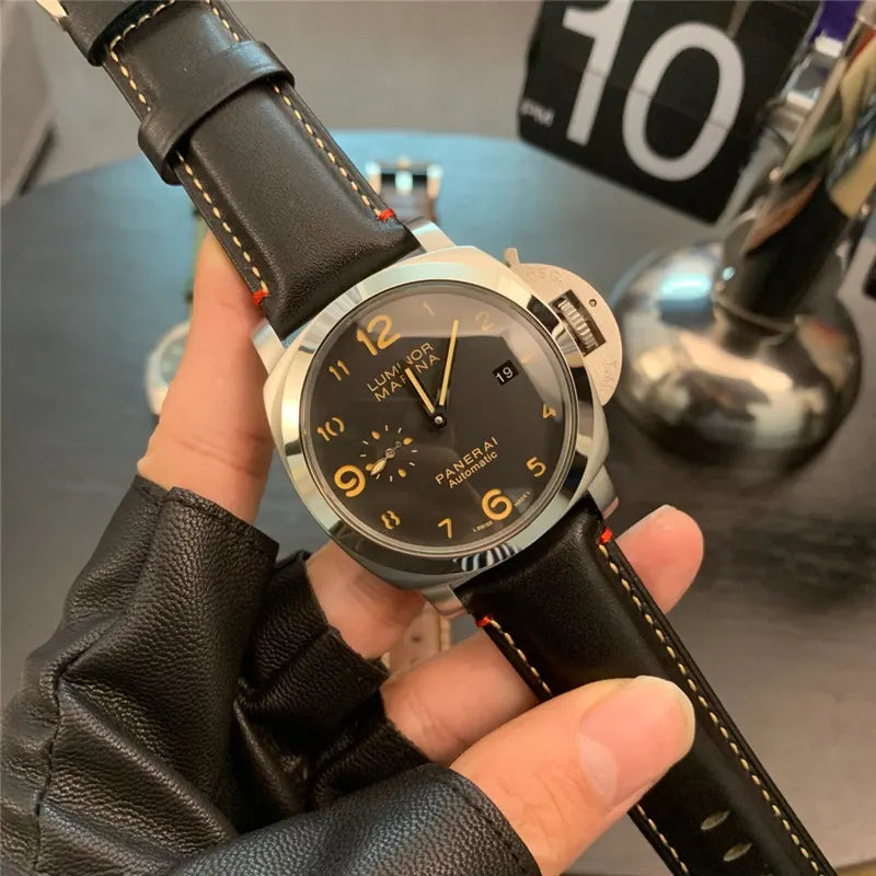 Panerai Black Dial Leather Strap - Hình 7