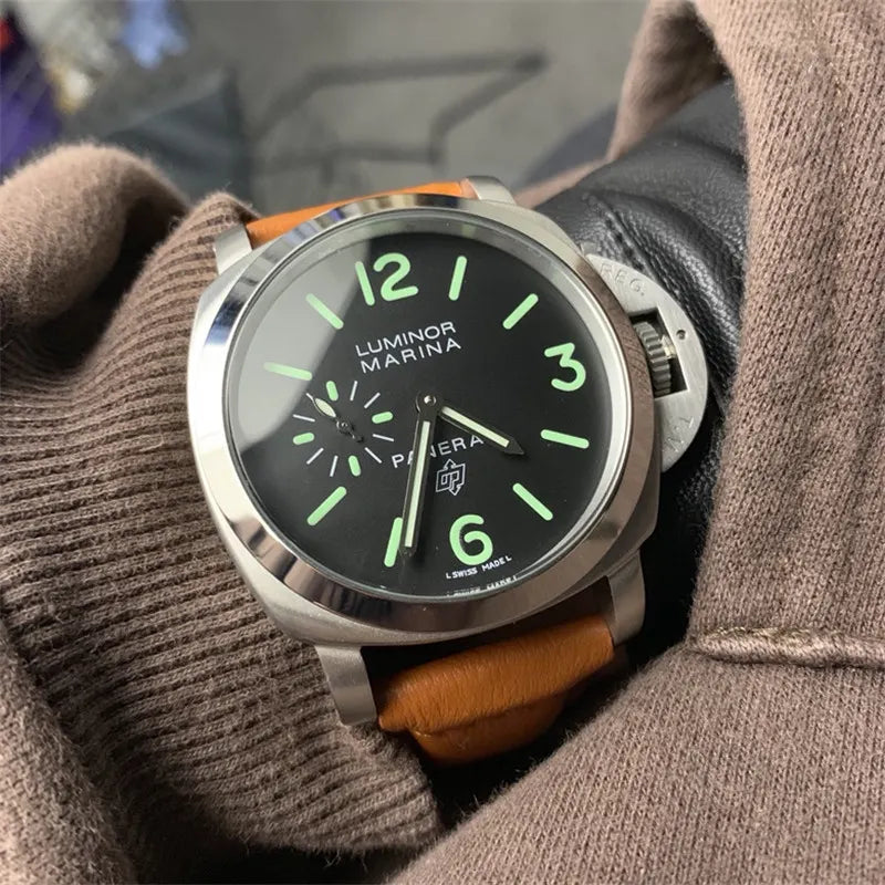 Panerai Black Dial Leather Watch