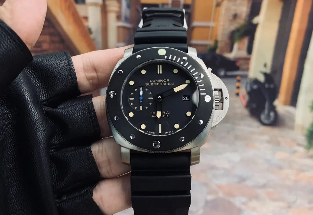 luminor Panerai Black Rubber Dive Watch - Hình 7