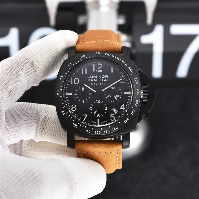 Panerai Black PVD Leather Chronograph