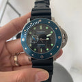black Panerai Submersible Blue Bezel