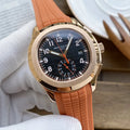 Patek Philippe Orange Strap – Black Dial Rose Gold Watch
