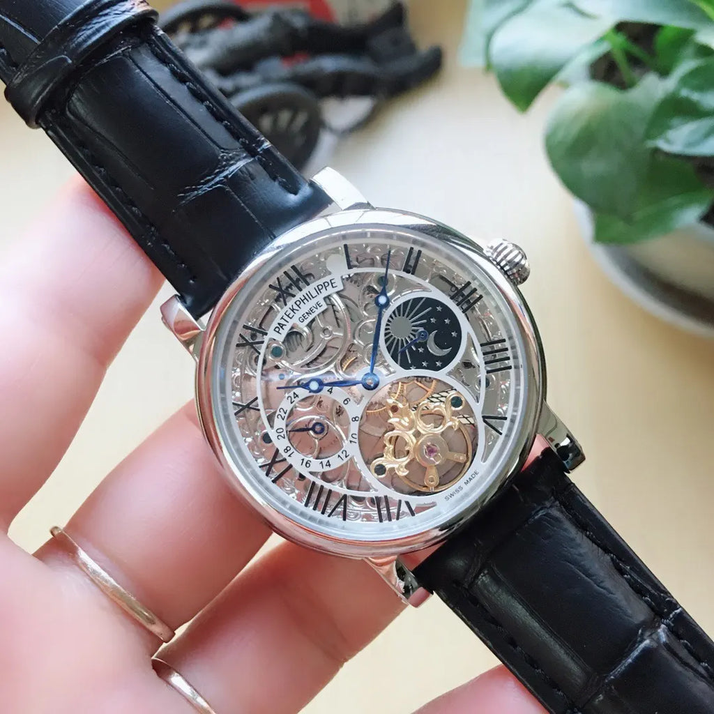 black Patek Philippe Skeleton Moonphase - Hình 2