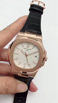 Patek Philippe Rose Gold – Black Leather Nautilus Watch