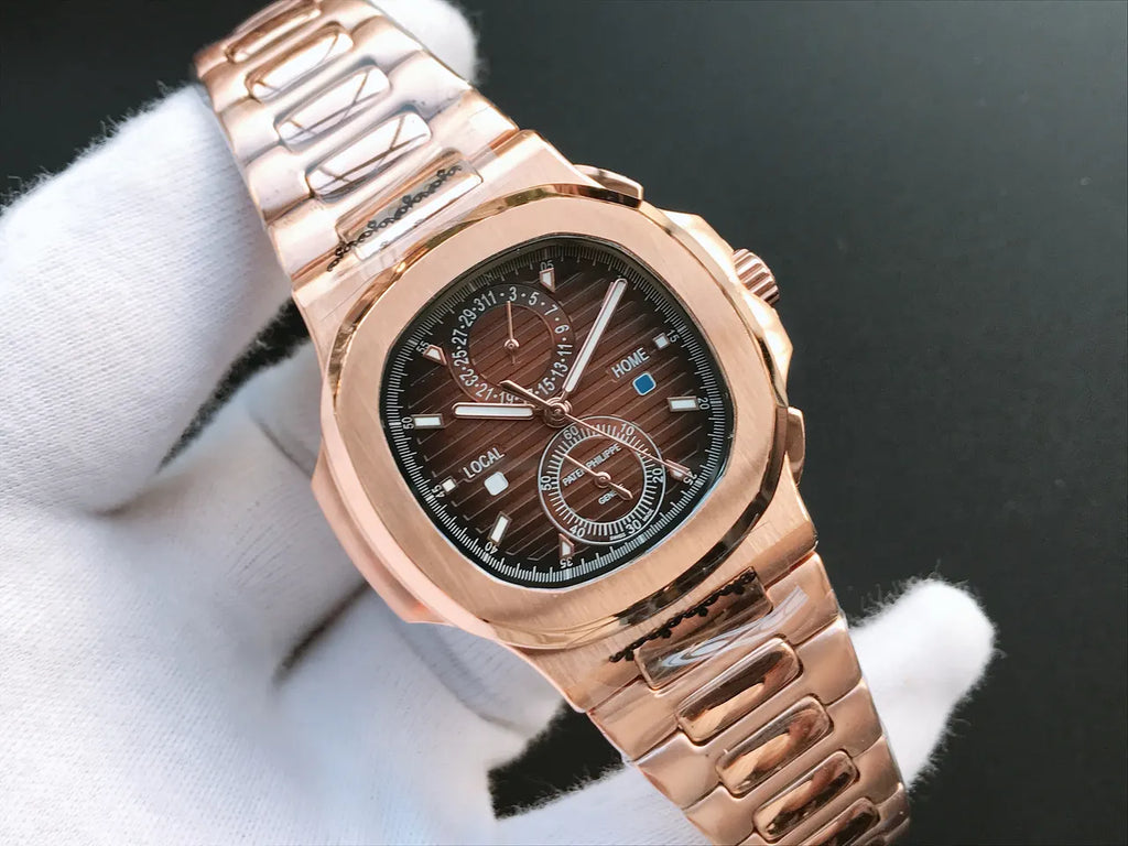 brown Patek Philippe Rose Gold Nautilus - Hình 4