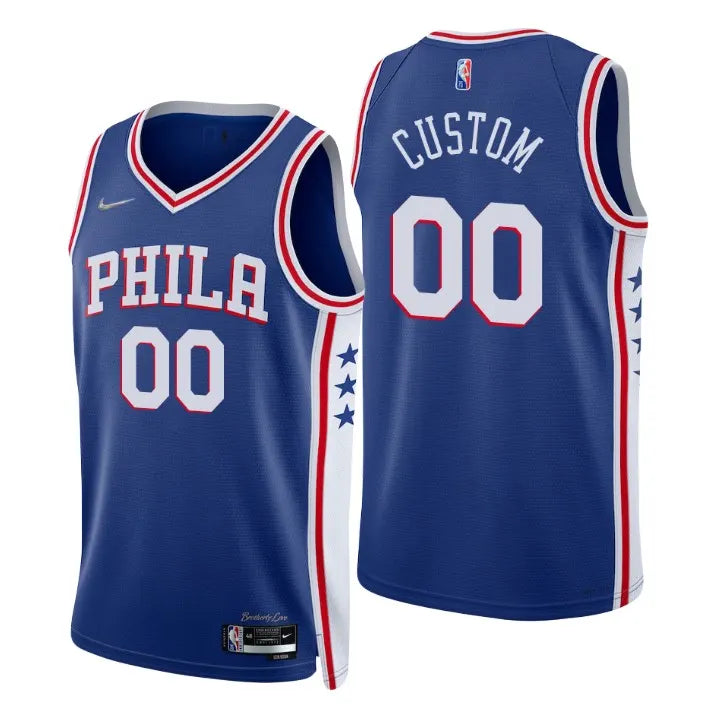 replica Nike 76ers Blue Custom Jersey