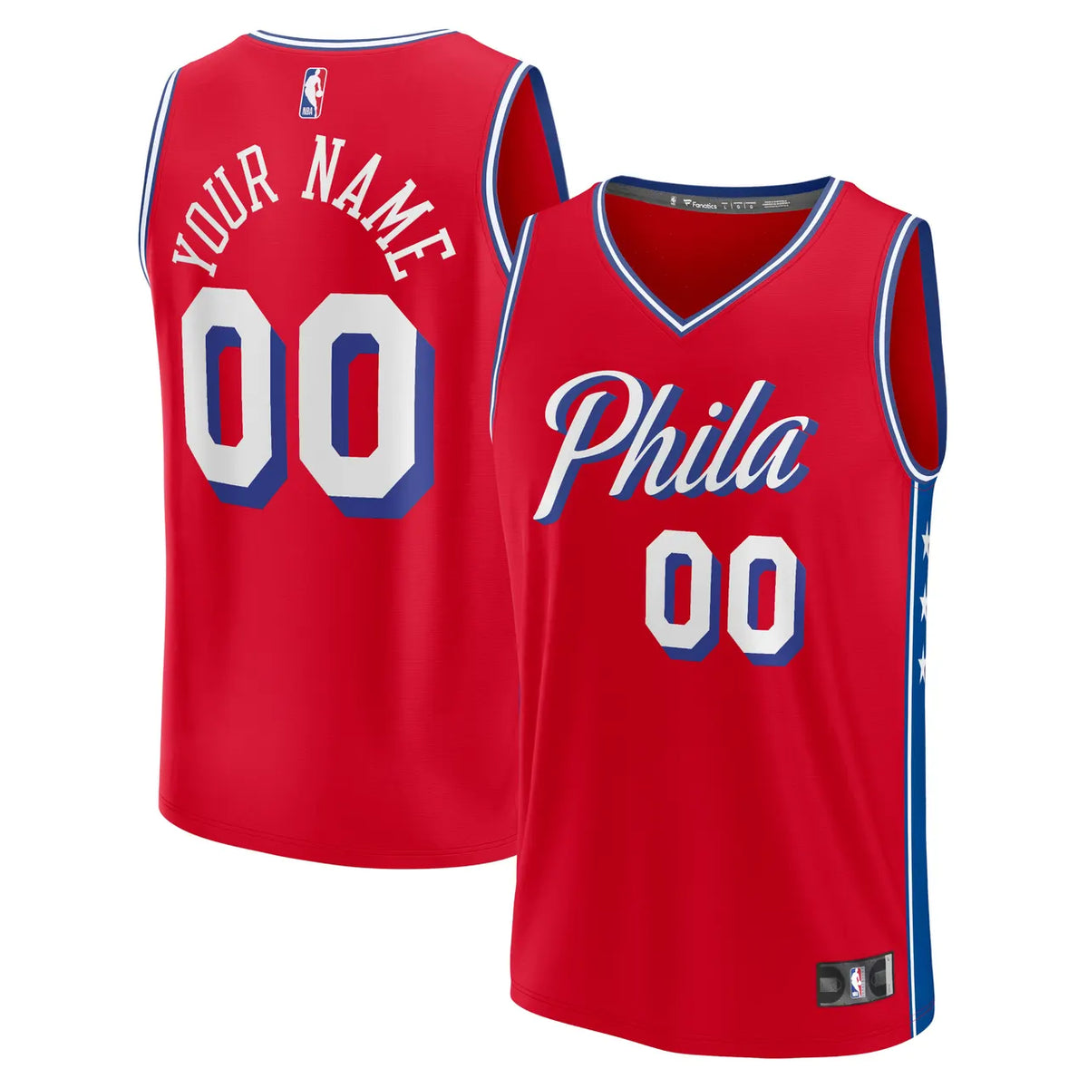 personalized Custom Fanatics 76ers Red Jersey