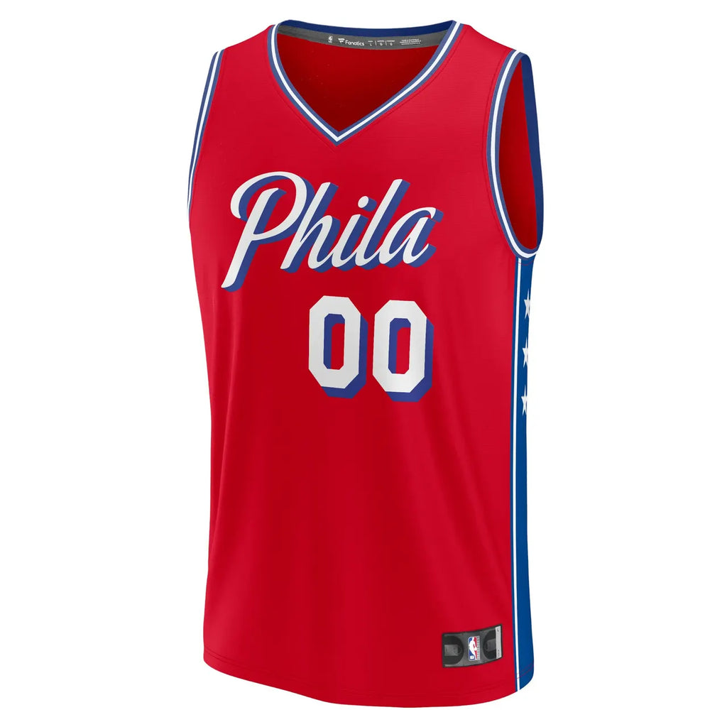personalized Custom Fanatics 76ers Red Jersey - Hình 3