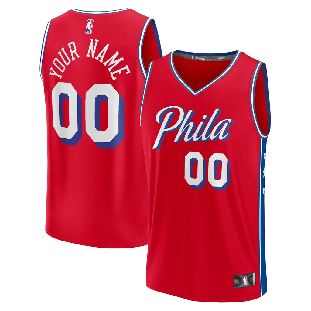 personalized Custom Fanatics 76ers Red Jersey - Hình 2