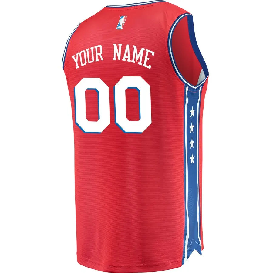 custom Fanatics 76ers Red Jersey - Hình 3