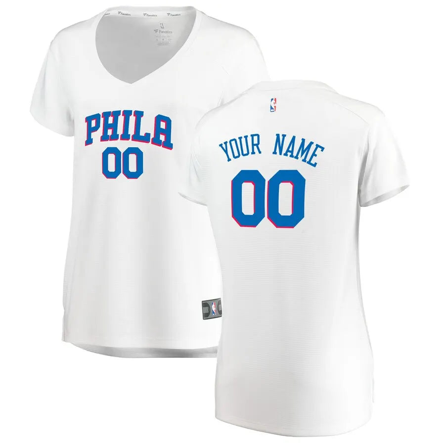 76ers Women's White Custom Jersey