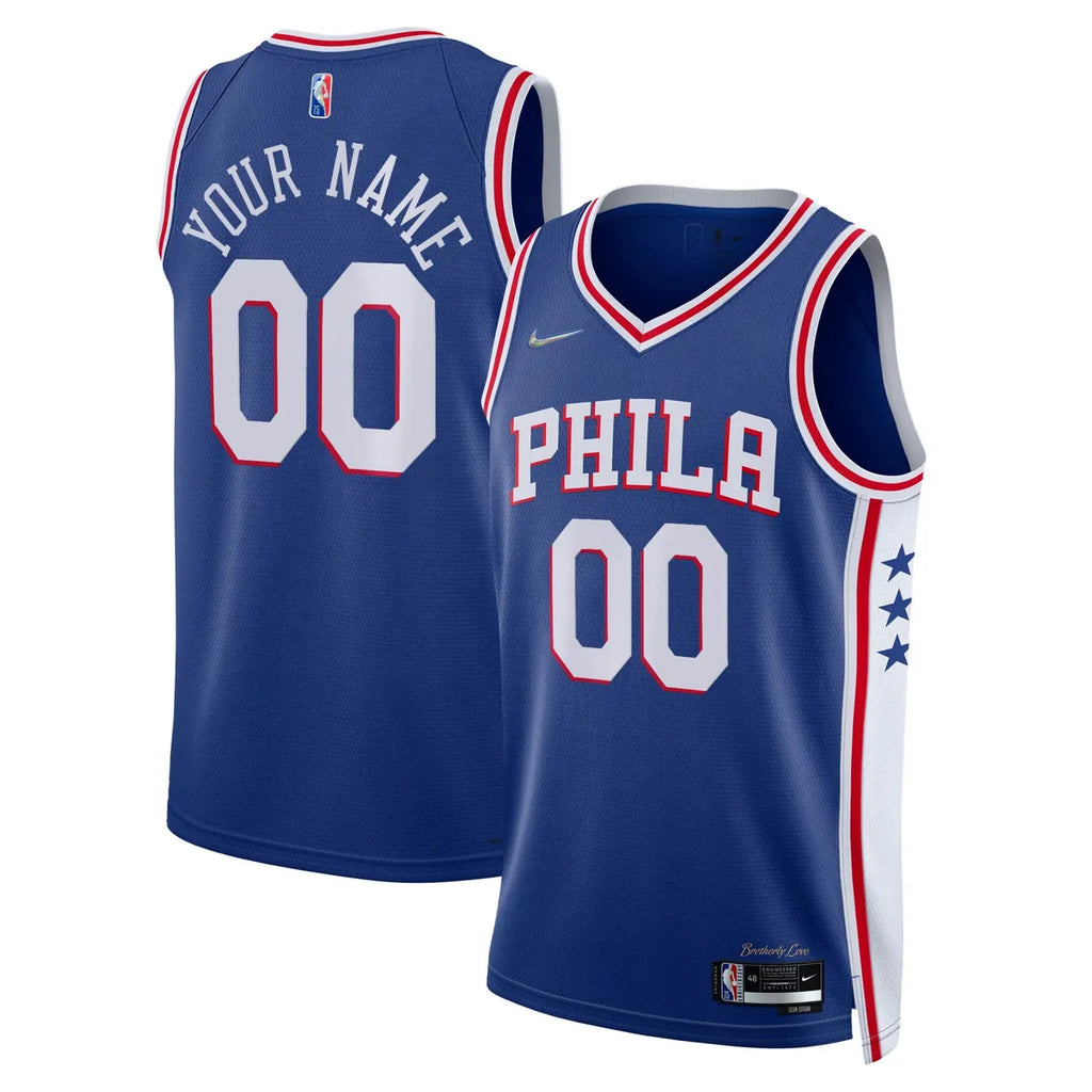 nike 76ers Blue Icon Custom Jersey - Hình 2