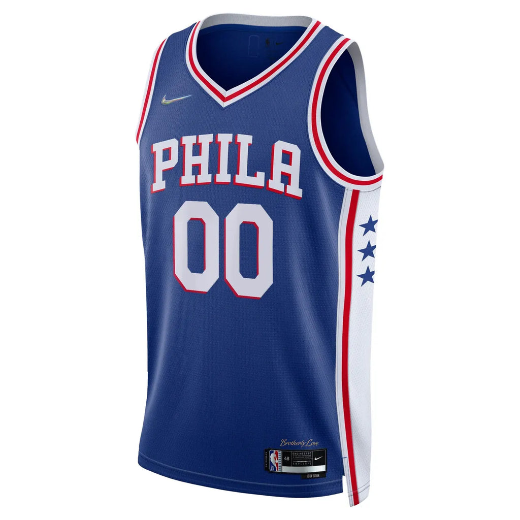 nike 76ers Blue Icon Custom Jersey - Hình 3