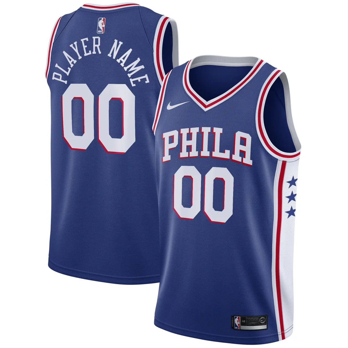 custom Nike 76ers Blue Jersey