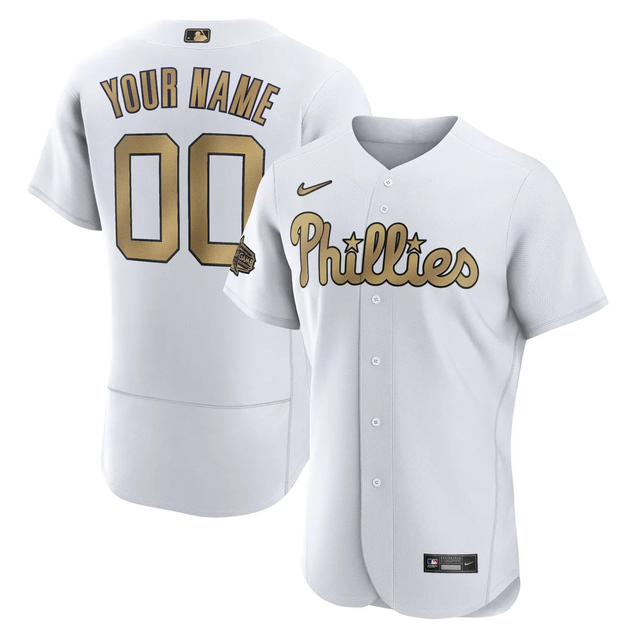 Phillies White Gold Custom Jersey