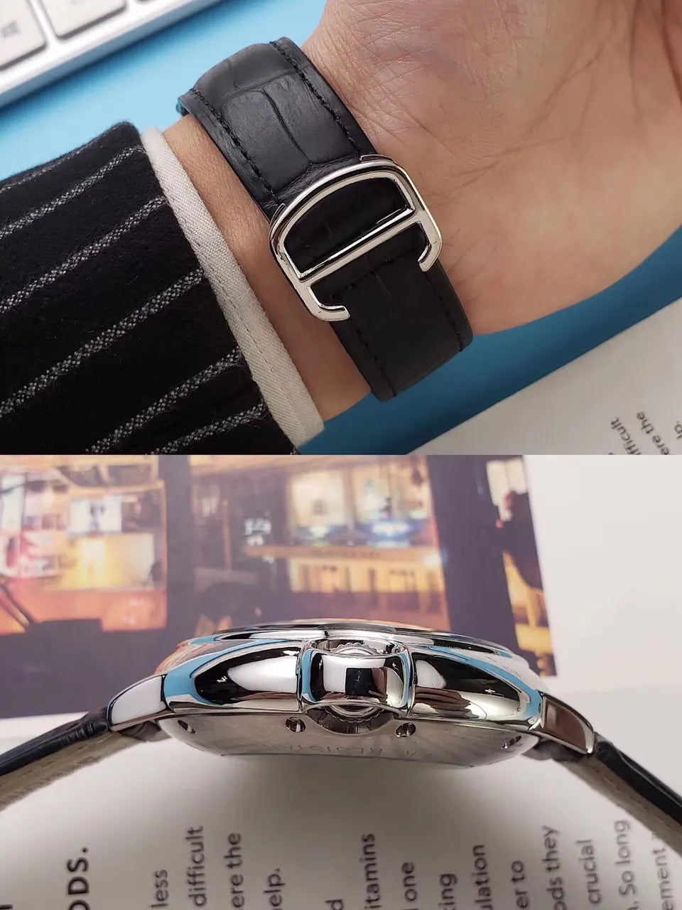 Cartier Openwork Black Leather - Hình 3