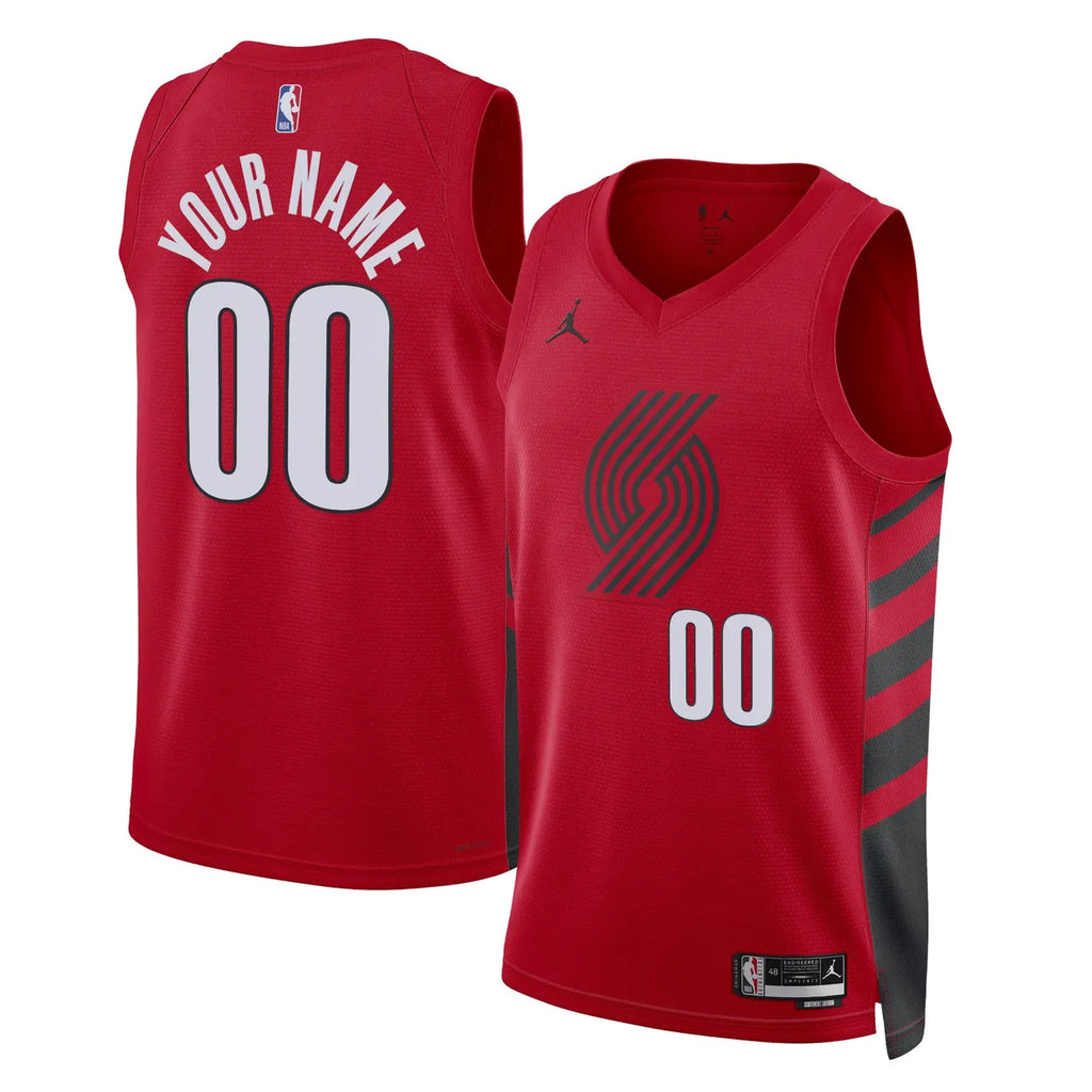 Jordan Blazers Red Custom Jersey - Hình 2