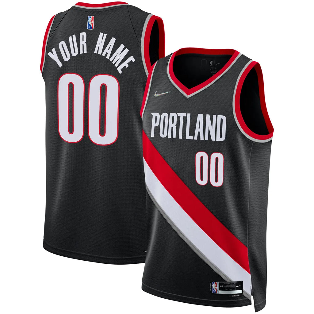 Trail Blazers Black Custom Jersey nike - Hình 2
