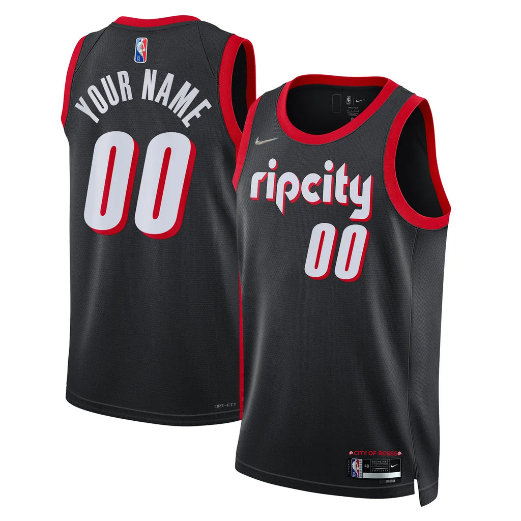 nike Trail Blazers Black Custom Jersey