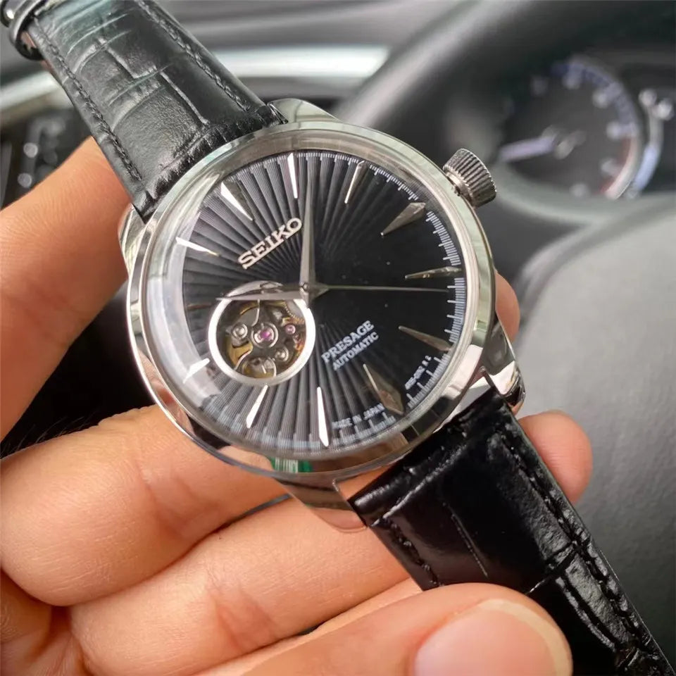 presage Seiko Black Dial Watch - Hình 8
