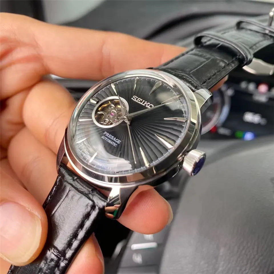 presage Seiko Black Dial Watch - Hình 3