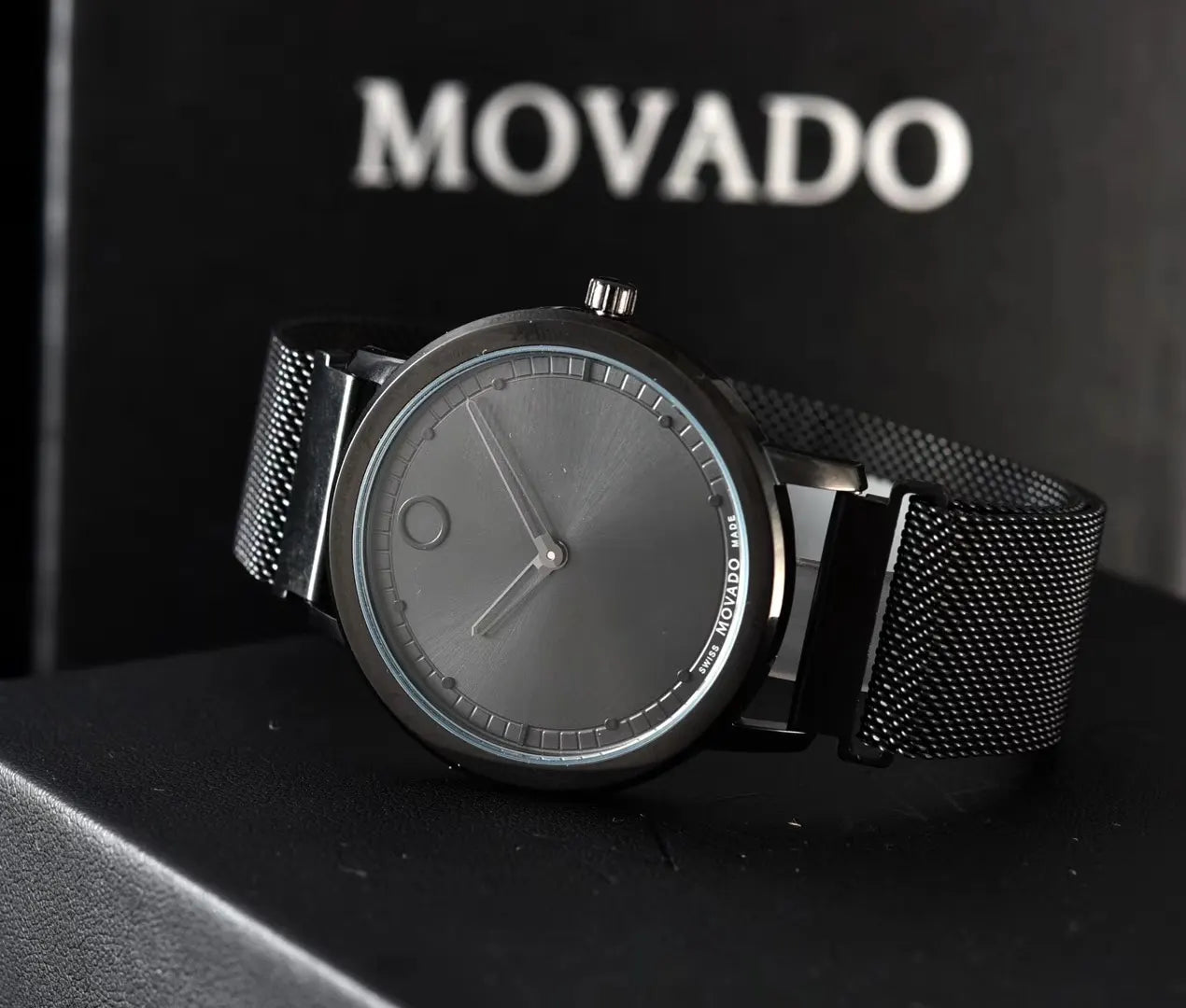 Movado Black Mesh Watch - Hình 2
