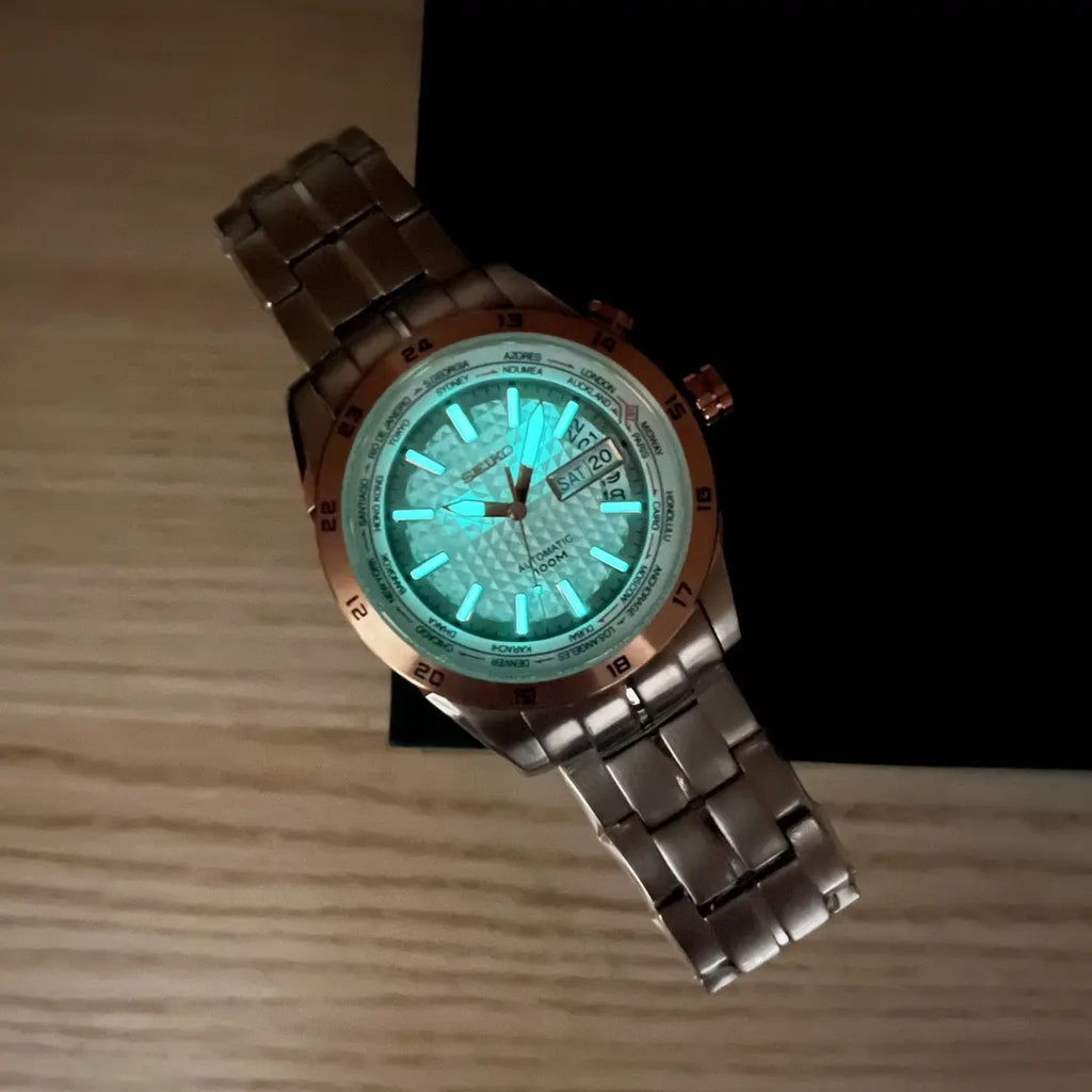 Seiko World Time Silver Rose Gold - Hình 4