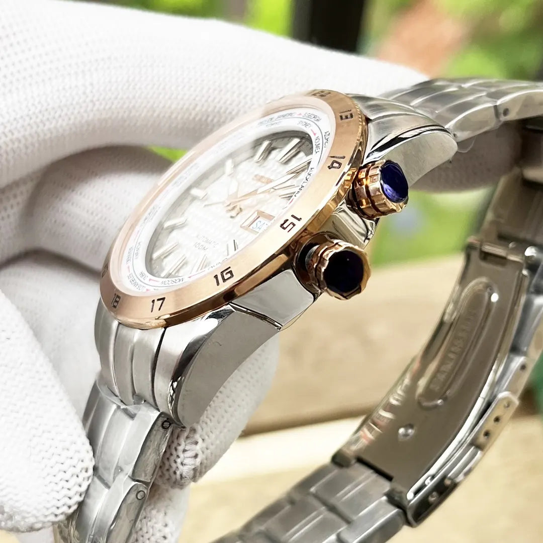 Seiko World Time Silver Rose Gold