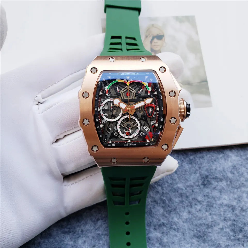 Richard Mille Rose Gold Green Strap - Hình 3