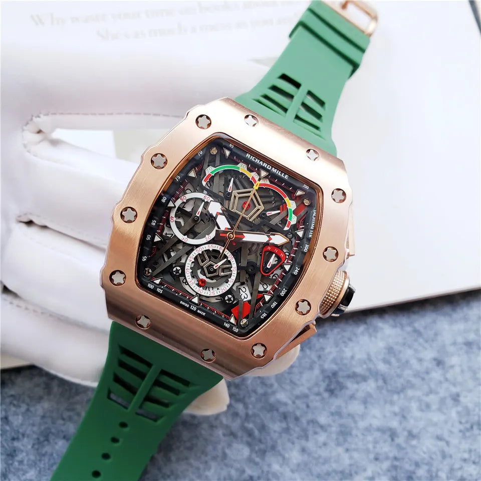 Richard Mille Rose Gold Green Strap - Hình 7