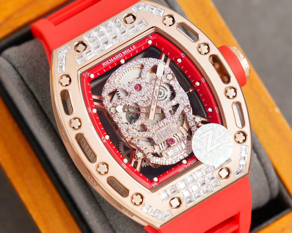 red Richard Mille Skull Watch - Hình 6