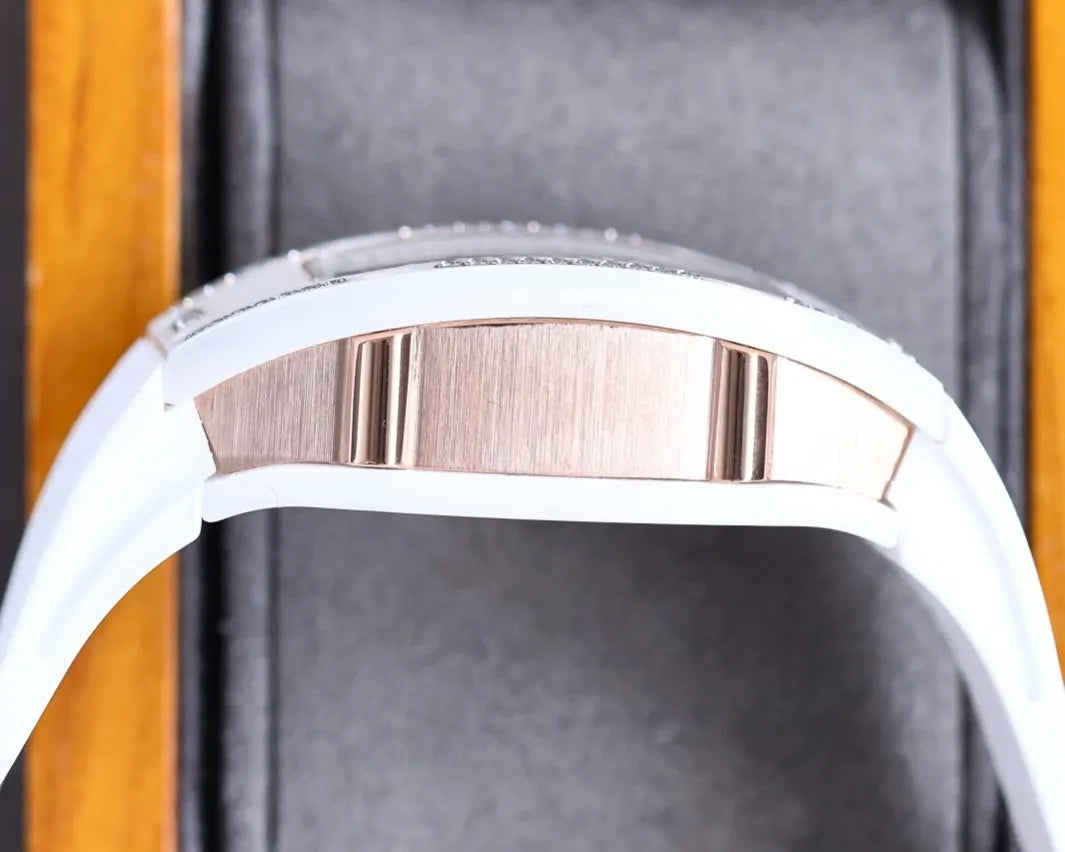 Diamond White Rubber Watch - Hình 6