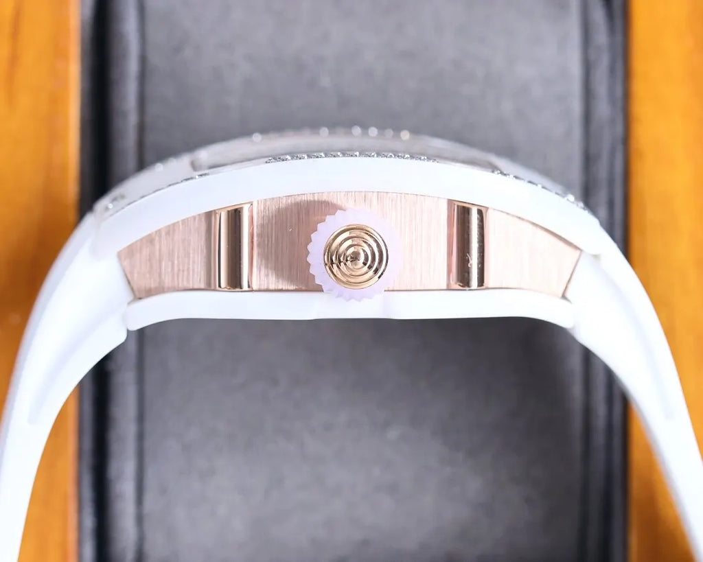 Diamond White Rubber Watch - Hình 7